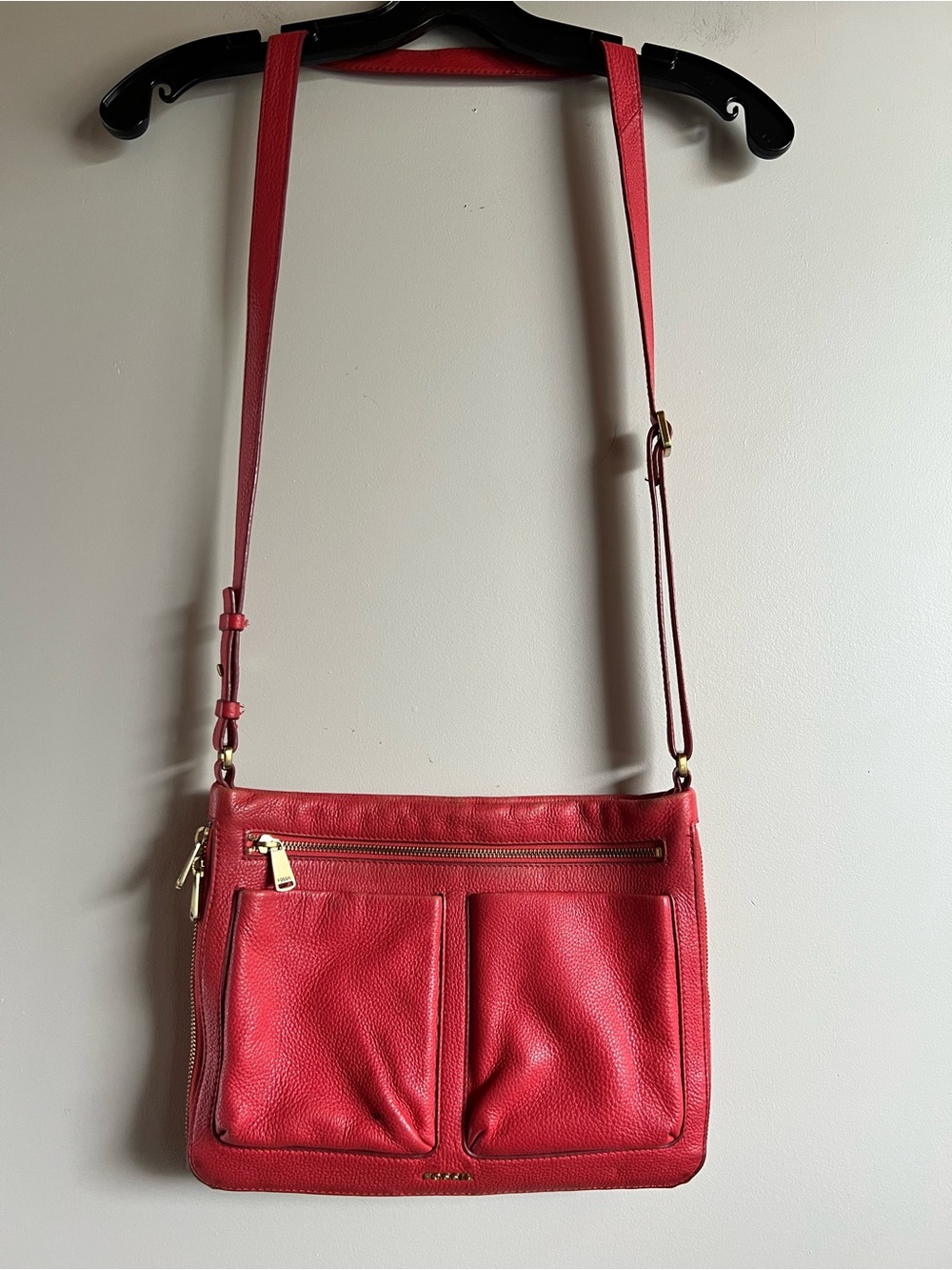 Fossil Coral Leather Crossbody Purse Expandable Bag Pebbled Leather Y2K Vintage